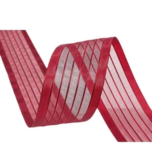 4cm wide red striped ribbon for flower gifts and DIY handmade Christmas bows