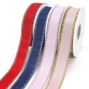 Ripsband aus Polyester mit goldener und silberner Kante für Geschenkverpackungen Dekoration