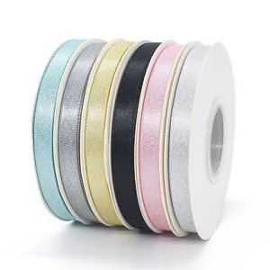 Set of 6 rolls metallic glitter ribbons in assorted colors for gift box packaging