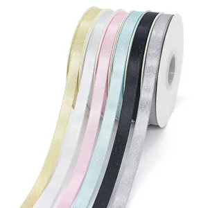 Glitter metallic gift ribbon set in six colors for flower packaging and DIY crafts