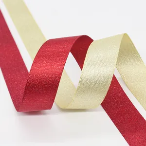 2cm silver metallic red and gold satin ribbon for gift box packaging and DIY crafts