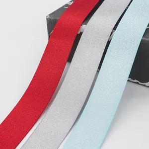 Red, silver, and light blue shimmer ribbon set for elegant gift wrapping and DIY crafts