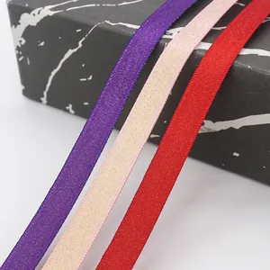 1cm glitter gift ribbon set in purple gold and red for floral packaging and DIY crafts