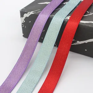 Glittering 1.5cm gift ribbons in purple, blue, and red for elegant flower box packaging