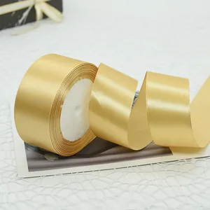 4cm champagne gold satin ribbon roll for elegant gift wrapping and wedding decor