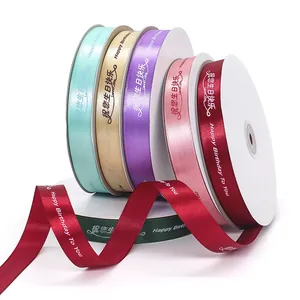 Happy Birthday Satin Ribbon Polyester Gift Wrapping Ribbon For Cake Box Birthday Party Decoration Supplies Multi Colors