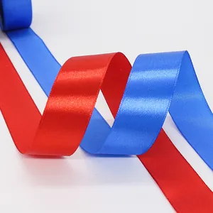 Nastro di raso in poliestere da 2,5 cm rosso e blu per decorazioni regalo di lusso