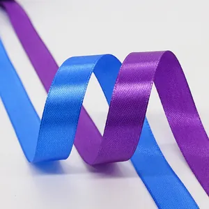 Blue and purple 1.5cm satin ribbons with silky gloss for gift boxes and wedding decor