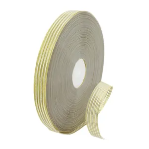 Roll of 1.5cm cream satin ribbon with gold striped edges for gift box DIY bows