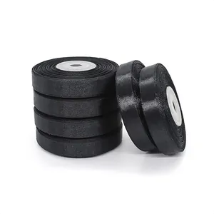 Black Satin Ribbon Polyester Fabric Decorative Webbing For Gift Wrapping DIY Craft Wedding Party Home Decor Accessories