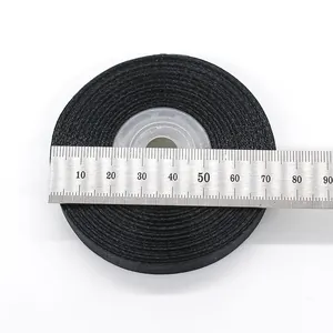 1.2cm black satin ribbon roll for gift wrapping and DIY decor, 80mm diameter size