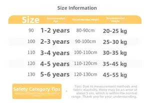 Detailed size guide for toddler floral cotton jacket showing height and age range