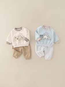 Completo da Bambino in Cotone con Felpa e Pantaloni Dinosauro Cartone Animato Manica Lunga Pantaloni Jogger Vestiti Autunno Primavera
