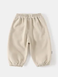 Pantalon de jogging décontracté beige en coton pour garçons avec taille élastique