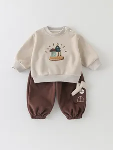 Tenue Sweat-shirt à Broderie de Dessin Animé Et Pantalon de Jogging pour Bébé Garçon Vêtements Décontractés Printemps Automne