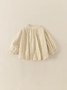 Cute floral print cotton jacket for baby girls with puff sleeves and elastic cuffs
