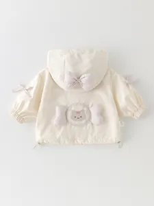 Kleinkind Mädchen Kapuzenjacke mit süßem rosa kariertem Katzen-Candy-Aufnäher hinten