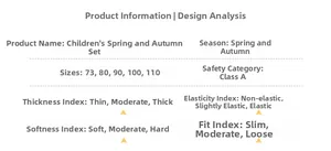 Detailed size chart and fabric specifications for boys' snowman sweatshirt and pants set
