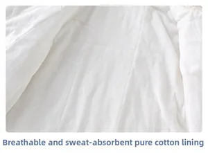 Detail of pure cotton lining showing quilted texture, breathable and sweat-absorbent fabric