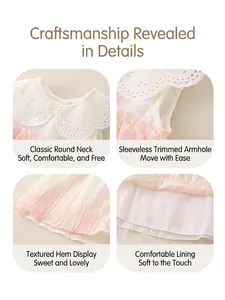 Girls gradient macaron summer dress with Peter Pan collar and soft lining