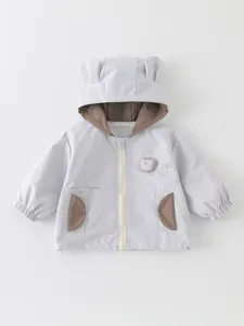 Giacca Antivento Con Cappuccio Bambini Leone Cartone Animato Orecchie 3D Fodera Cotone Poliestere Casual Primavera Autunno