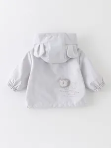 Giacca a vento con cappuccio viola chiaro per bambini con orecchie 3D e leone