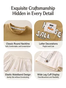 Boys summer cotton set with yellow cartoon t-shirt and white elastic waist shorts