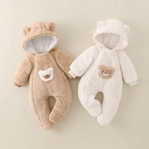Détails de combinaisons de neige pour bébé en polaire peluche avec oreilles d'ours mignonnes
