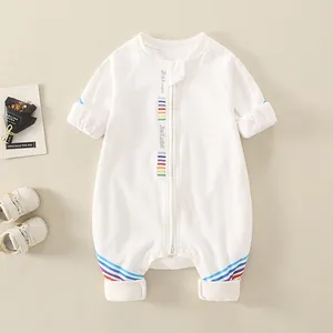 Baby Baumwolle Strampler Langarm Jumpsuit Mit Regenbogenstreifen Für Kleinkinder Neugeborene Frühling Herbst Freizeitkleidung