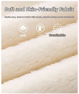Close-up of soft white fleece fabric texture for baby winter hooded rompers