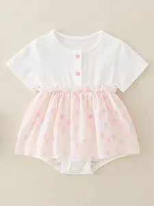 Baby Girl Summer Cotton Short Sleeve Romper Dress Balloon Print Infant Jumpsuit One-Piece Clothes Breathable Soft Outfit