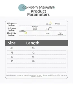 Size chart for baby cotton onesies with length measurements for sizes 66 to 90 cm