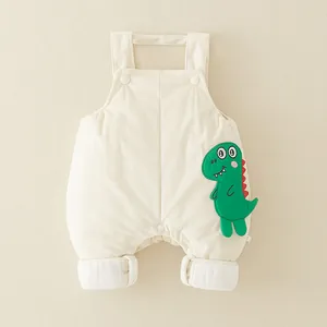 Barboteuse Bébé Matelassée Dinosaure Épaisse Chaude Automne Hiver Salopette en Tricot Gaufre Pour Nouveau-Né Nourrissons Garçons Filles