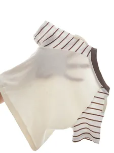 T-shirt bébé léger en coton respirant avec manches rayées et maille fine transparente