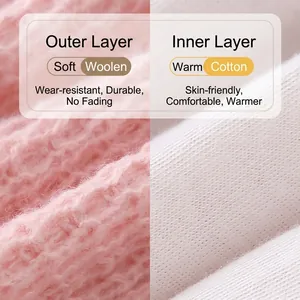 Pink knit baby romper with warm fleece lining showing soft texture and thermal fabric