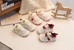 Detail of toddler mesh walking shoes with non-slip soles and velcro strap closure