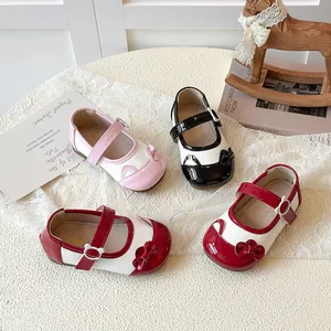 Chaussures Mary Jane pour filles en cuir verni avec nœud et oreilles de chat, trois couleurs