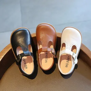 Chaussures Princesse Mary Jane à Bride en T Rétro pour Filles Ballerines Scolaires Brogue Ajourées Semelle Souple Antidérapante