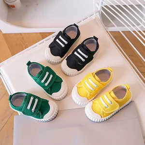 Classic children candy color canvas shoes with rubber toe caps and velcro straps