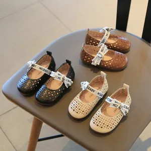 Kinder Meisjes Mary Jane Schoenen PU-leer Opengewerkt Strik Prinses Flats Peuter School Optreden Schoenen Ademend Zachte Zool Loafers