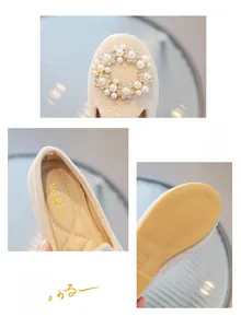 Vues détaillées des chaussures perle pour filles avec maille douce et semelle en caoutchouc