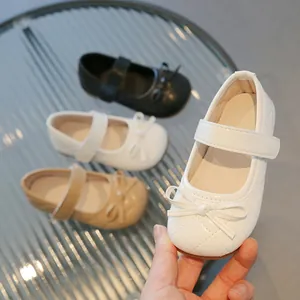 Mädchen Mary Jane Prinzessinnenschuhe Mit Schleife Gesteppte PU Leder Flache Kleiderschuhe Klettverschluss Rutschfest Party Hochzeit Schuhe
