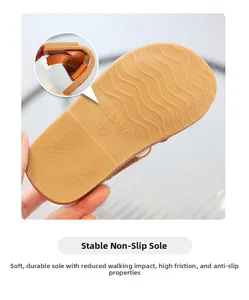 Flexible non-slip rubber sole detail for children's sandals with wavy grip pattern