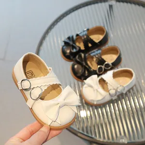 Girls Mary Jane Shoes Bowknot Princess Flat Shoes Breathable Soft Sole Dress Shoes For Toddler Little Kids Party Wedding