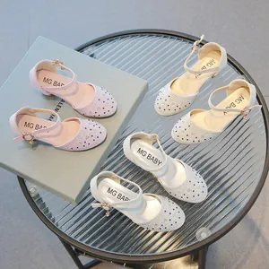 Sandales princesse pour filles avec strass scintillants et bride cheville en trois tons