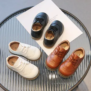 Scarpe in Pelle Brogue per Bambini Stile Britannico Ragazzi Ragazze Vintage Classico Allacciate per Scuola Matrimonio Festa PU