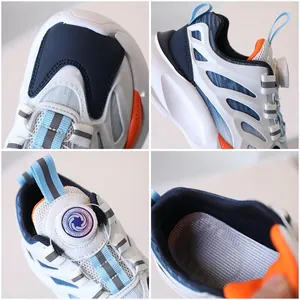Kids athletic sneakers with breathable mesh and easy rotary buckle closure for boys and girls