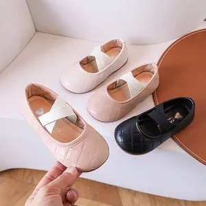 Scarpe Basse da Principessa Mary Jane Trapuntate in Pelle PU per Bambine Con Cinturini Incrociati Elastici per Festa
