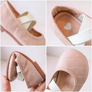 Scarpe Mary Jane rosa trapuntate per bambina con suole flessibili in gomma