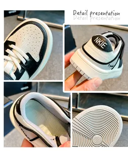 Vista detallada de zapatillas para niños con suela de goma antideslizante y textura de cuero